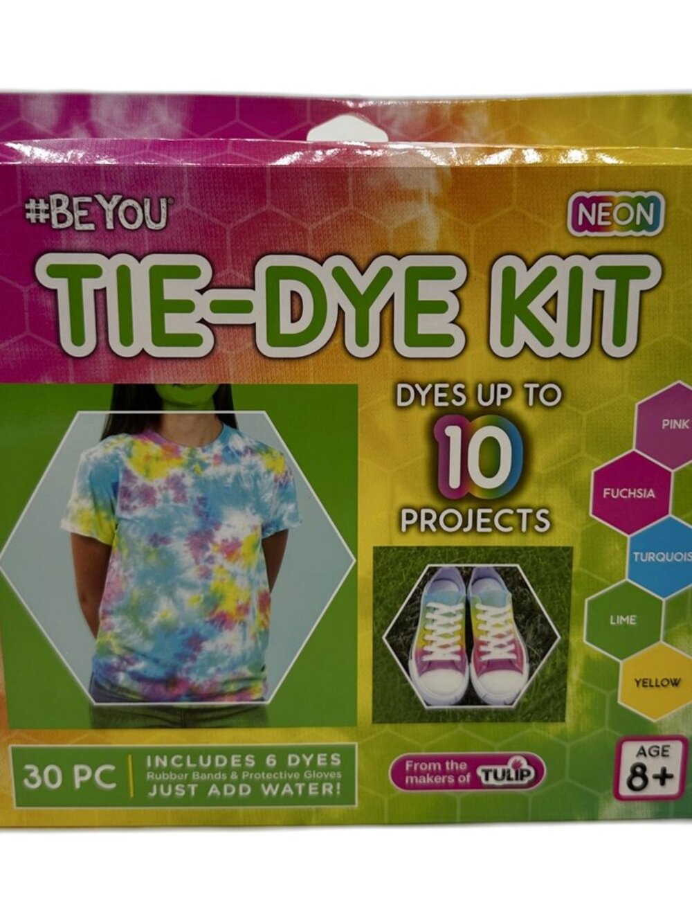 Tie-Dye Kit 30 Pc #BeYou Neon 6 Dyes Dyes Up To 10 Projects New Sealed